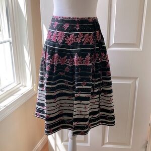 Ishyu Silk/Cotton Pleated Lined Skirt with Ties